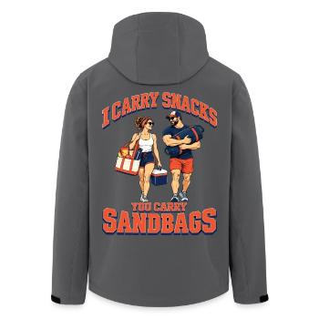 Ich trage Snacks Du trägst Sandsäcke Fitness Renngym - Recycelte Männer Softshell-Jacke von Stanley/Stella - Anthrazit - Hinten - AI Model Male 185 light (185cm)