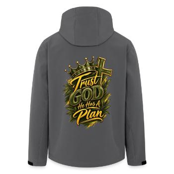 Treu zu Gott, hat er einen Plan - Recycelte Männer Softshell-Jacke von Stanley/Stella - Anthrazit - Hinten - AI Model Male 185 light (185cm)