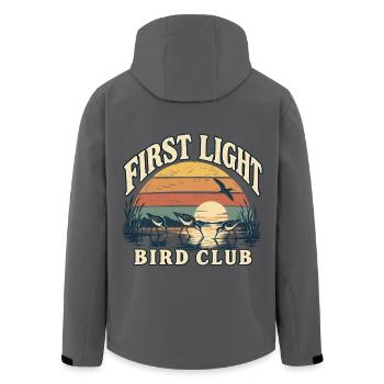 First Light Bird Club Vogelbeobachtung - Recycelte Männer Softshell-Jacke von Stanley/Stella - Anthrazit - Hinten - AI Model Male 185 light (185cm)