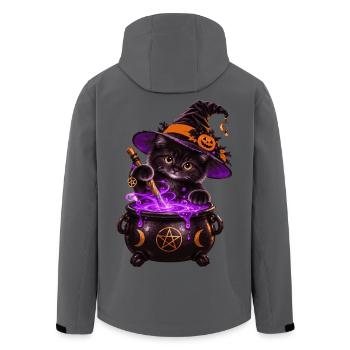 Süße Hexenkatze mit Zauberkessel – Halloween Katze - Recycelte Männer Softshell-Jacke von Stanley/Stella - Anthrazit - Hinten - AI Model Male 185 light (185cm)