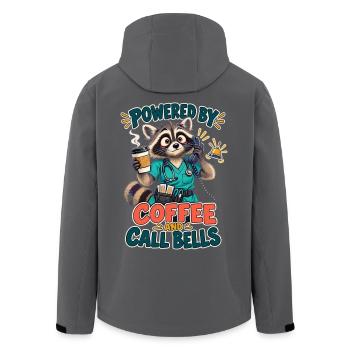  Powered by Coffee and Call Bells Waschbär - Recycelte Männer Softshell-Jacke von Stanley/Stella - Anthrazit - Hinten - AI Model Male 185 light (185cm)