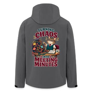 Turning Chaos Into Meeting Minutes Im Büro - Recycelte Männer Softshell-Jacke von Stanley/Stella - Anthrazit - Hinten - AI Model Male 185 light (185cm)