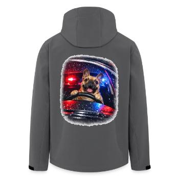 Französische Bulldogge Am Steuer Im Polizeiauto - Recycelte Männer Softshell-Jacke von Stanley/Stella - Anthrazit - Hinten - AI Model Male 185 light (185cm)
