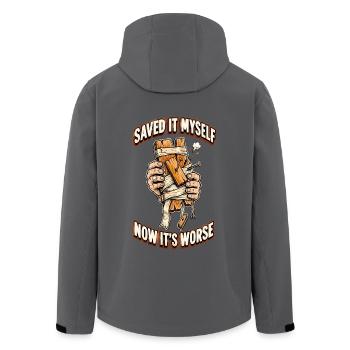 Ich habe es selbst gerettet, jetzt ist es schlimmer - Recycelte Männer Softshell-Jacke von Stanley/Stella - Anthrazit - Hinten - AI Model Male 185 light (185cm)