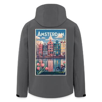 Amsterdamer Kanalporträt - Recycelte Männer Softshell-Jacke von Stanley/Stella - Anthrazit - Hinten - AI Model Male 185 light (185cm)