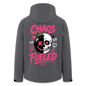 Totenkopf mit Comicbombe – Chaos Fueled - Recycelte Männer Softshell-Jacke von Stanley/Stella - Anthrazit - Hinten - AI Model Male 185 light (185cm)