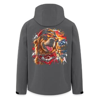 Cooler Golden Retriever mit Sonnenbrille - Recycelte Männer Softshell-Jacke von Stanley/Stella - Anthrazit - Hinten - AI Model Male 185 light (185cm)