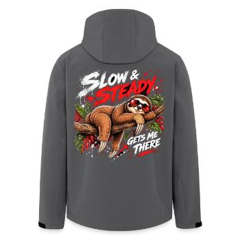 Slow & Steady Faultier - Recycelte Männer Softshell-Jacke von Stanley/Stella - Anthrazit - Hinten - AI Model Male 185 light (185cm)