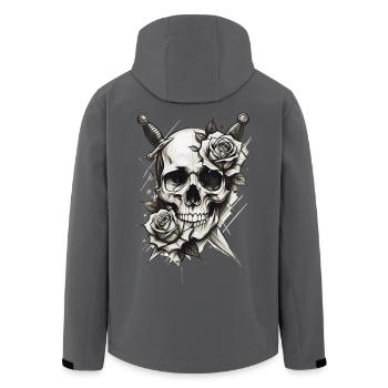 Dunkler Schädel mit Rosen Gothic Tattoo Stil - Recycelte Männer Softshell-Jacke von Stanley/Stella - Anthrazit - Hinten - AI Model Male 185 light (185cm)