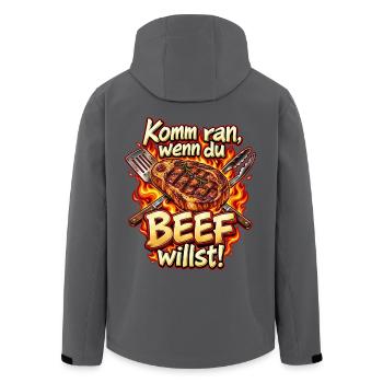 Komm ran, wenn du Beef willst! – Steak & BBQ - Recycelte Männer Softshell-Jacke von Stanley/Stella - Anthrazit - Hinten - AI Model Male 185 light (185cm)