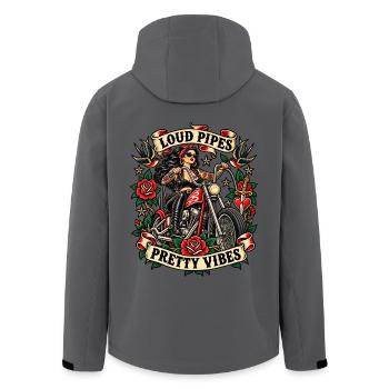 Biker Girl Frauen - Loud Pipes Pretty Vibes - Recycelte Männer Softshell-Jacke von Stanley/Stella - Anthrazit - Hinten - AI Model Male 185 light (185cm)