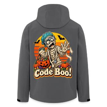 Code Boo Mumie Halloween Design - Recycelte Männer Softshell-Jacke von Stanley/Stella - Anthrazit - Hinten - AI Model Male 185 light (185cm)