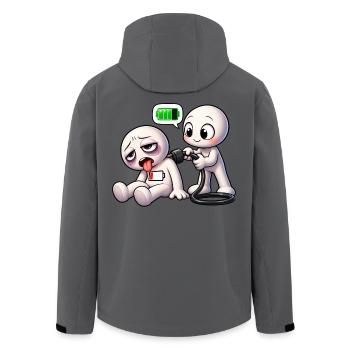 Soziale Batterie leer – Bitte aufladen! - Recycelte Männer Softshell-Jacke von Stanley/Stella - Anthrazit - Hinten - AI Model Male 185 light (185cm)