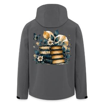 Bücherstapel in Blau und Gold – Aquarell Bücher - Recycelte Männer Softshell-Jacke von Stanley/Stella - Anthrazit - Hinten - AI Model Male 185 light (185cm)