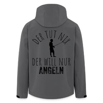 Der tut nix, der will nur angeln – Schwarz - Recycelte Männer Softshell-Jacke von Stanley/Stella - Anthrazit - Hinten - AI Model Male 185 light (185cm)