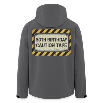50th Birthday Caution Tape - Recycelte Männer Softshell-Jacke von Stanley/Stella - Anthrazit - Hinten - AI Model Male 185 light (185cm)