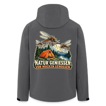 Camping mit Mückenbuffet - Recycelte Männer Softshell-Jacke von Stanley/Stella - Anthrazit - Hinten - AI Model Male 185 light (185cm)
