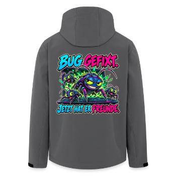 Bug gefixt, Freunde gefunden - Recycelte Männer Softshell-Jacke von Stanley/Stella - Anthrazit - Hinten - AI Model Male 185 light (185cm)