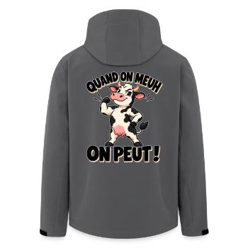 Cartoon Cow: Wenn du muhst, kannst du es - Recycelte Männer Softshell-Jacke von Stanley/Stella - Anthrazit - Hinten - AI Model Male 185 light (185cm)