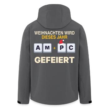 Weihnachten wird dieses Jahr am PC gefeiert - Recycelte Männer Softshell-Jacke von Stanley/Stella - Anthrazit - Hinten - AI Model Male 185 light (185cm)