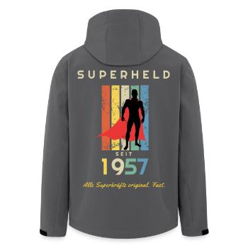 Jahrgang 1957 Superheld 70. Geburtstag Mann Opa - Recycelte Männer Softshell-Jacke von Stanley/Stella - Anthrazit - Hinten - AI Model Male 185 light (185cm)