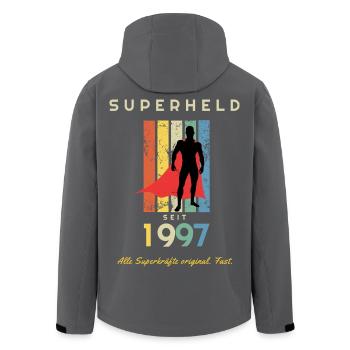 Jahrgang 1997 Superheld 30. Geburtstag Mann - Recycelte Männer Softshell-Jacke von Stanley/Stella - Anthrazit - Hinten - AI Model Male 185 light (185cm)