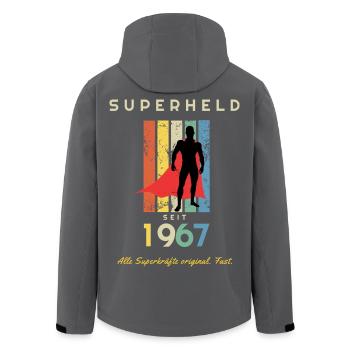 Jahrgang 1967 Superheld 60. Geburtstag Mann - Recycelte Männer Softshell-Jacke von Stanley/Stella - Anthrazit - Hinten - AI Model Male 185 light (185cm)