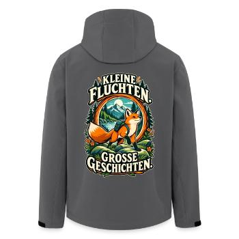Kleine Fluchten große Geschichten Fuchs - Recycelte Männer Softshell-Jacke von Stanley/Stella - Anthrazit - Hinten - AI Model Male 185 light (185cm)