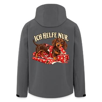 Dackel Weihnachten – Ich helfe nur - Recycelte Männer Softshell-Jacke von Stanley/Stella - Anthrazit - Hinten - AI Model Male 185 light (185cm)