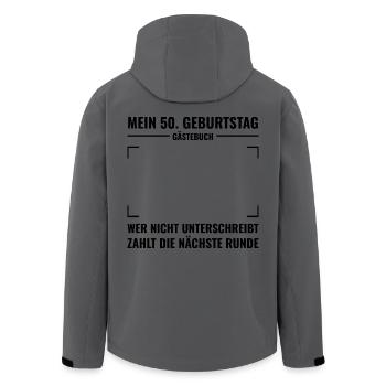 Gästebuch 50. Geburtstag zum Unterschreiben - Recycelte Männer Softshell-Jacke von Stanley/Stella - Anthrazit - Hinten - AI Model Male 185 light (185cm)