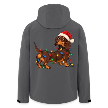 Lustiger Weihnachtsdackel mit bunter Lichterkette - Recycelte Männer Softshell-Jacke von Stanley/Stella - Anthrazit - Hinten - AI Model Male 185 light (185cm)