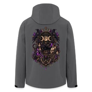 Schwarze Katze und Raben – Mystische Bibliothek - Recycelte Männer Softshell-Jacke von Stanley/Stella - Anthrazit - Hinten - AI Model Male 185 light (185cm)