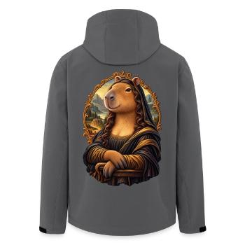 Capybara Mona Lisa – Tierische Kunstparodie - Recycelte Männer Softshell-Jacke von Stanley/Stella - Anthrazit - Hinten - AI Model Male 185 light (185cm)