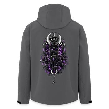 Mystische schwarze Katze mit Monden und Kristallen - Recycelte Männer Softshell-Jacke von Stanley/Stella - Anthrazit - Hinten - AI Model Male 185 light (185cm)