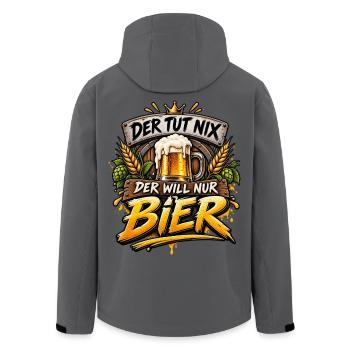 Der tut nix, der will nur Bier – Lustiger Spruch - Recycelte Männer Softshell-Jacke von Stanley/Stella - Anthrazit - Hinten - AI Model Male 185 light (185cm)