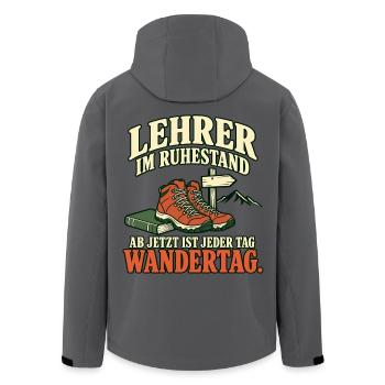 Lehrer im Ruhestand – Jeder Tag ist Wandertag - Recycelte Männer Softshell-Jacke von Stanley/Stella - Anthrazit - Hinten - AI Model Male 185 light (185cm)
