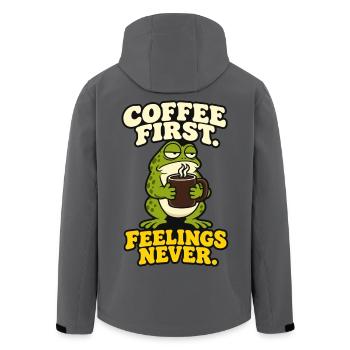 Kaffee zuerst Gefühle nie lustig Grummeliger Frosch - Recycelte Männer Softshell-Jacke von Stanley/Stella - Anthrazit - Hinten - AI Model Male 185 light (185cm)