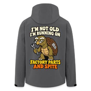 Nicht alt, läuft auf Originalteilen und Spite Turtle - Recycelte Männer Softshell-Jacke von Stanley/Stella - Anthrazit - Hinten - AI Model Male 185 light (185cm)