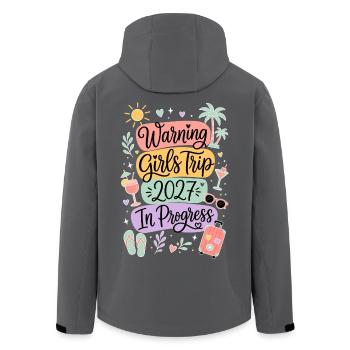 Warning Girls Trip 2027 In Progress - Recycelte Männer Softshell-Jacke von Stanley/Stella - Anthrazit - Hinten - AI Model Male 185 light (185cm)