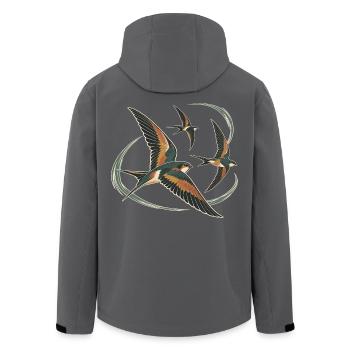 Schwalben, die den Wind anziehen - Recycelte Männer Softshell-Jacke von Stanley/Stella - Anthrazit - Hinten - AI Model Male 185 light (185cm)