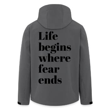 Das Leben beginnt, wo Angst endet – motivierende Phrasen - Recycelte Männer Softshell-Jacke von Stanley/Stella - Anthrazit - Hinten - AI Model Male 185 light (185cm)