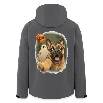  Halloween Hund Französische Bulldogge Boo Geist - Recycelte Männer Softshell-Jacke von Stanley/Stella - Anthrazit - Hinten - AI Model Male 185 light (185cm)
