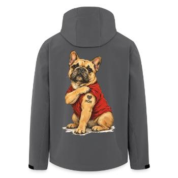 Französische Bulldogge Mom Mit Herz - Recycelte Männer Softshell-Jacke von Stanley/Stella - Anthrazit - Hinten - AI Model Male 185 light (185cm)