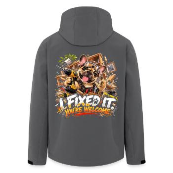  Fixer You’re Welcome Französische Bulldogge - Recycelte Männer Softshell-Jacke von Stanley/Stella - Anthrazit - Hinten - AI Model Male 185 light (185cm)