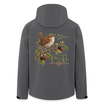 Zaunkönig – Am Ruf erkannt - Recycelte Männer Softshell-Jacke von Stanley/Stella - Anthrazit - Hinten - AI Model Male 185 light (185cm)