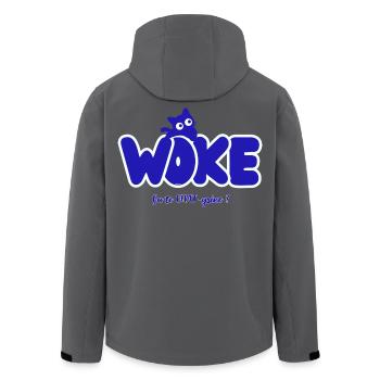 Woke – Macht es dich CHAT-grine? | Politischer Humor - Recycelte Männer Softshell-Jacke von Stanley/Stella - Anthrazit - Hinten - AI Model Male 185 light (185cm)