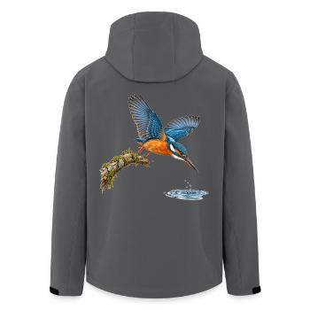 Eisvogel im Sturzflug – Naturillustration - Recycelte Männer Softshell-Jacke von Stanley/Stella - Anthrazit - Hinten - AI Model Male 185 light (185cm)