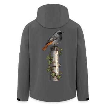 Hausrotschwanz – Der nächste Bus kann warten - Recycelte Männer Softshell-Jacke von Stanley/Stella - Anthrazit - Hinten - AI Model Male 185 light (185cm)