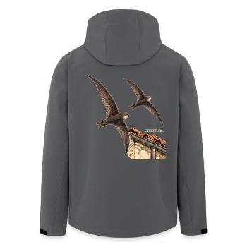 Wieder da – Mauersegler über den Dächern - Recycelte Männer Softshell-Jacke von Stanley/Stella - Anthrazit - Hinten - AI Model Male 185 light (185cm)
