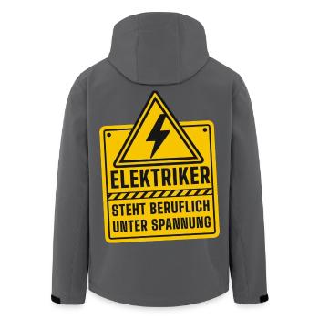 Elektriker unter Spannung Beruf - Recycelte Männer Softshell-Jacke von Stanley/Stella - Anthrazit - Hinten - AI Model Male 185 light (185cm)